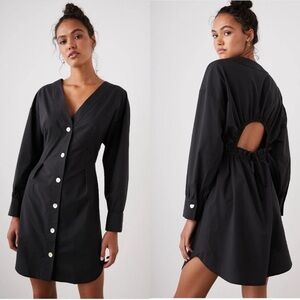 Rails Black Long Sleeve Button-Down Jaclyn Mini Dress